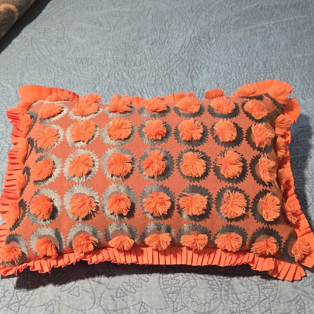 Decorative Orange and Slate Pillow